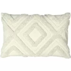 Image of Furn Orson Geometric Tufted 100% Cotton Cushion Cover, Ecru, 30 x 50 Cm