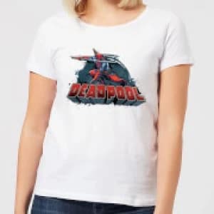 Image of Marvel Deadpool Sword Logo Womens T-Shirt - White - 3XL