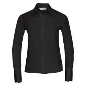 Image of Russell Collection Ladies/Womens Long Sleeve Ultimate Non-Iron Shirt (2XL) (Black)