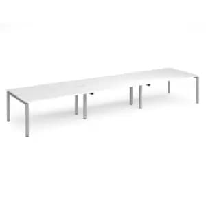 Image of Dams Adapt triple back to back desks 4800mm x 1200mm - silver frame, white top