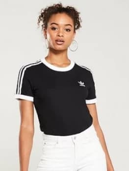 Image of adidas Originals 3 Stripe Tee - Black, Size 12, Women