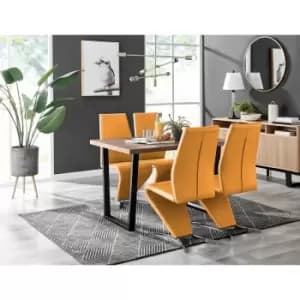 Image of Kylo Brown Wood Effect Dining Table & 4 Mustard Willow Chairs - Mustard Yellow