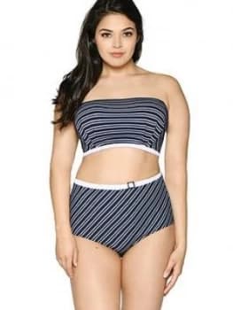 Image of Curvy Kate Sailor Girl Bandeau Bikini Top - Navy, Size 32F, Women