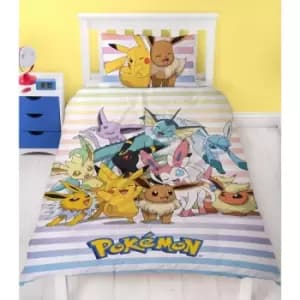 Image of Pokemon Group Duvet Cover Set (Single) (Multicoloured) - Multicoloured