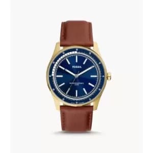 Image of Fossil Mens Sullivan Solar-Powered Leather Watch - Brown