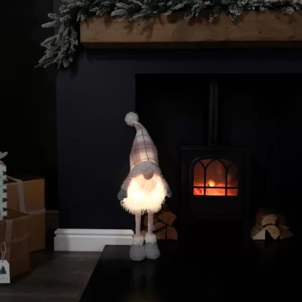 Image of 74cm Battery Operated Light Up Pink Telescopic Legs Christmas Gonk Decoration