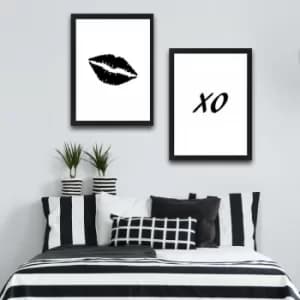 Image of Xo Set Multicolor Decorative Framed Painting (2 Pieces)