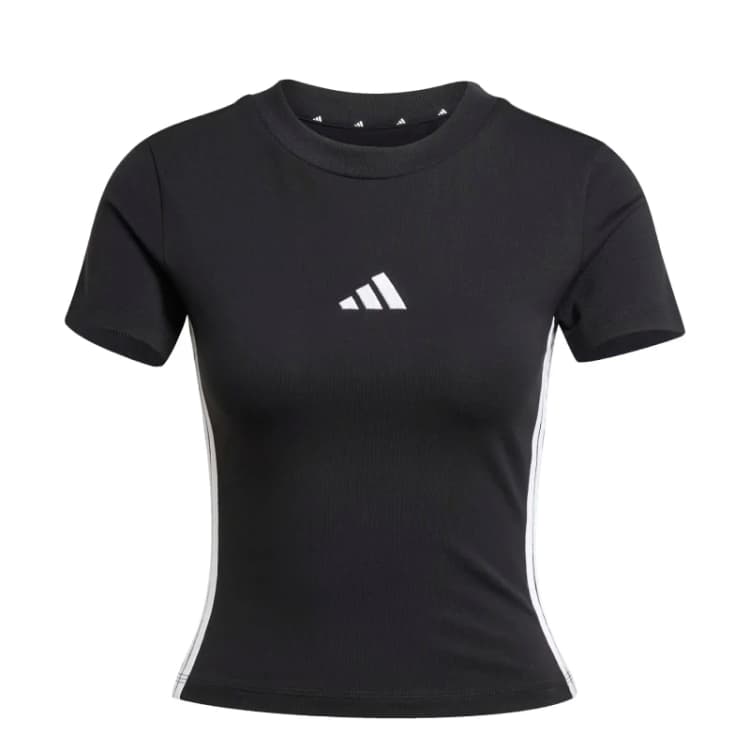 Image of Adidas Womens slim-fit T-Shirt adidas Essentials 3-Stripes Baby Noir Female XL