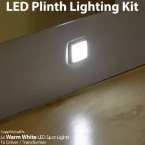 Image of Square LED Plinth Light Kit 5 warm white Spotlights Kitchen Bathroom Floor Panel