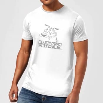 Image of Courage The Cowardly Dog Outline Mens T-Shirt - White - 4XL