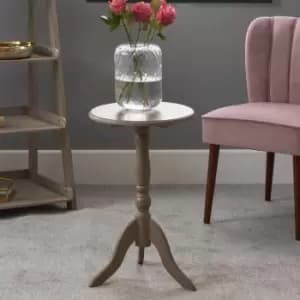 Image of Taupe Pine Wood Round Pedestal Table K/D