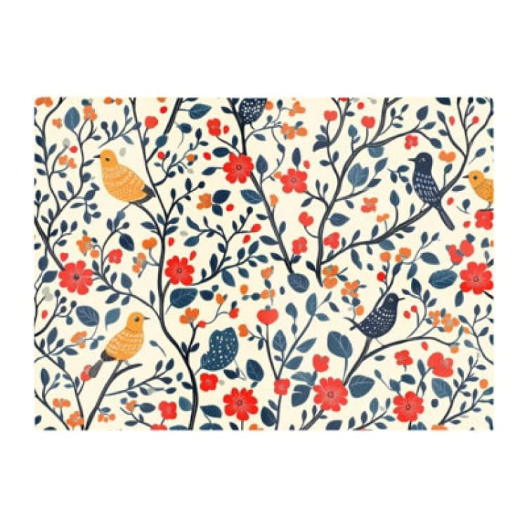 Image of Warren Reed Designer Woodland Birds And Flowers In The Trees Chopping Board