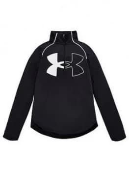 Image of Urban Armor Gear Boys Childrens UA Tech Graphic Logo Half Zip Top - Black/White, Size L, 11-12 Years
