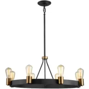 Image of Elstead Quintessentiale - Quintiesse Hinkley Silas Cylindrical Pendant Ceiling Light Aged Zinc & Heritage Brass