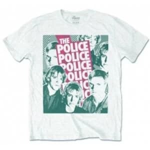 Image of The Police Halftone Faces Mens White Tshirt: Large
