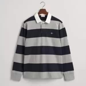 Image of GANT Mens Reg Shield Barstripe Heavy Rugger Top - Grey Melange - XL