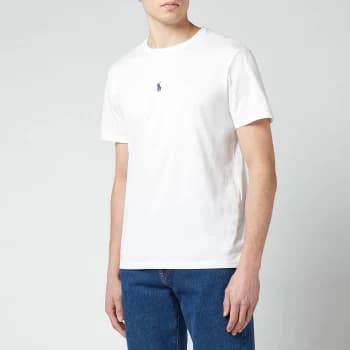 Image of Polo Ralph Lauren Mens Jersey Centre Polo Player Crewneck T-Shirt - White - M
