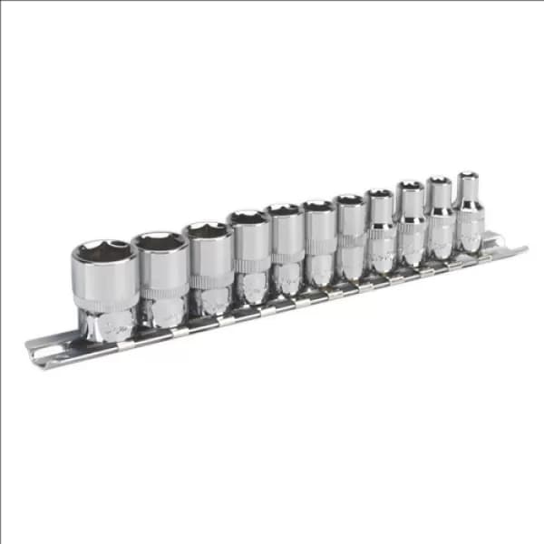 Image of Genuine SEALEY AK2670 Socket Set 11pc 1/4Sq Drive 6pt WallDrive® Imperial