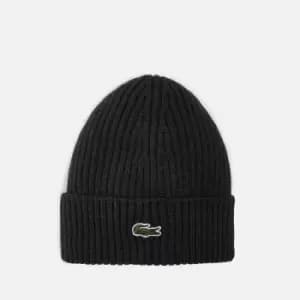 Image of Lacoste Logo-Appliqued Rib-Knitted Beanie