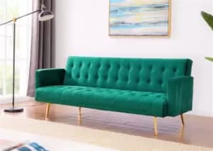 Image of Windsor Velvet Sofa Bed with Metal Gold Legs