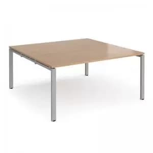 Image of Adapt square boardroom table 1600mm x 1600mm - silver frame and beech
