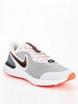 Image of Nike Revolution 5 Trainers - Grey/Red, Size 10, Men