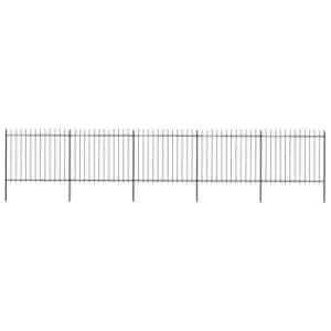 Image of Vidaxl Garden Fence With Spear Top Steel 8.5X1.5 M Black