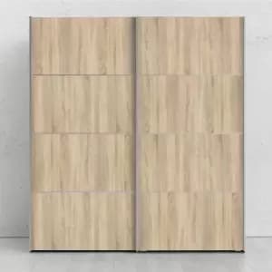 Image of Verona Sliding Wardrobe 180Cm In Black Matt With Oak Effect Doors With 5 Shelves