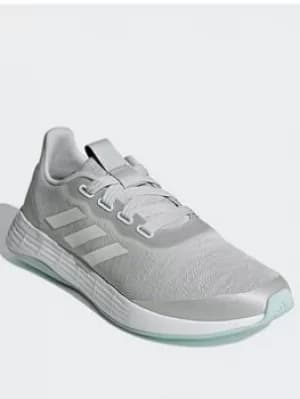 Image of adidas Qt Racer Sport Shoes, Grey/White/Green, Size 5, Women