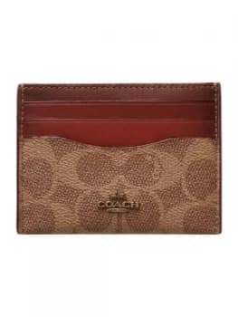 Image of Coach Colorblock coated canvas flat card case Light Brown