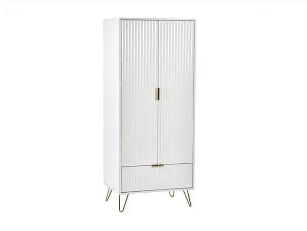 Image of Julian Bowen Murano Matt White 2 Door 1 Drawer Wardrobe