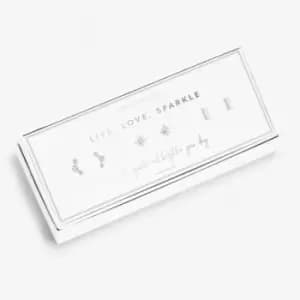 Image of Occasion Box Live Love Sparkle Silver Set Of 3 Earrings 5343