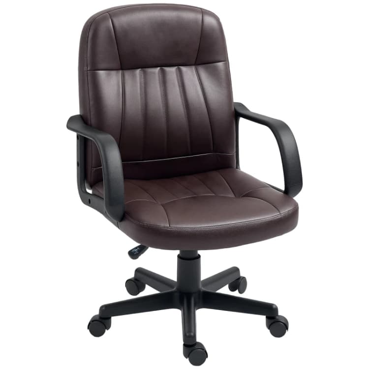 Image of HOMCOM Swivel Executive Chair PU Leather Computer Desk Chair Office Dark Brown