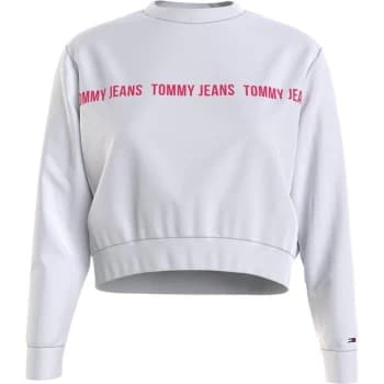 Image of Tommy Jeans Tommy Jeans Crop Tape Crew - YBR WHITE