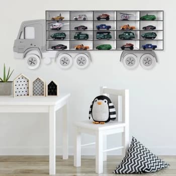 Image of Kamyon - White, Grey White Grey Decorative MDF Wall Shelf