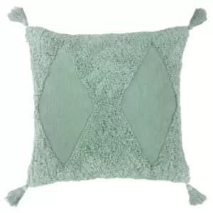 Image of Kantha Tufted Diamond Cushion Eucalyptus