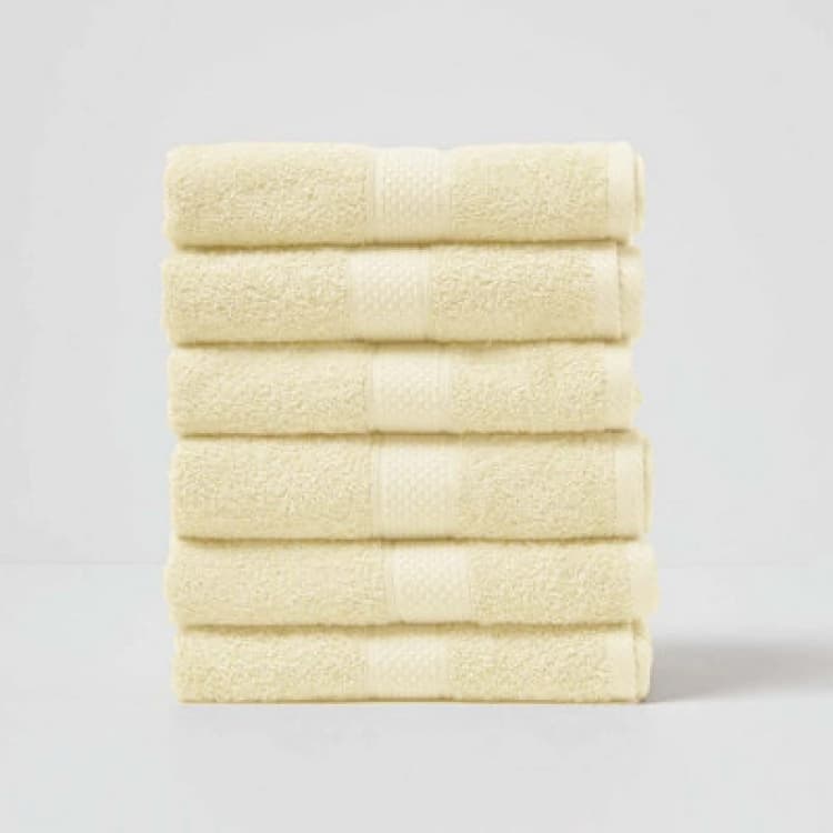 Image of Homescapes Turkish Cotton Hand Towel, Yellow
