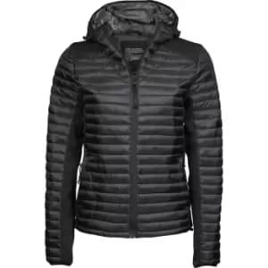 Image of Tee Jays Womens/Ladies Crossover Hooded Padded Outdoor Jacket (L) (Black Melange)