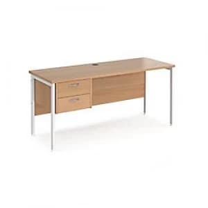 Image of Maestro 25 H-Frame Home Office Desk with 2 Drawer Pedestal Depth 600 mm Walnut