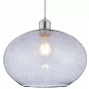 Image of Hanging Ceiling Pendant Light Shade Grey Bubble Glass 300mm Wide Round Bowl