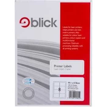 Image of Copier Labels A4 8 (99.1 x 67.8mm) per Sheet, 100 Sheets - Blick