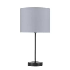 Image of Value Essentials Charlie Black Table Lamp with Grey Shade