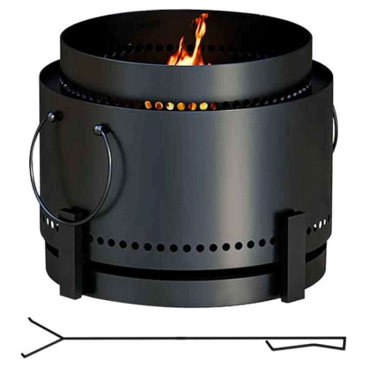 Image of Outsunny Outsunny 37cm Smokeless Wood Burning Firepit Metal Fire Pit, Black