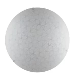 Image of Esagram Decorative Flush Ceiling Light, White Glass, E27