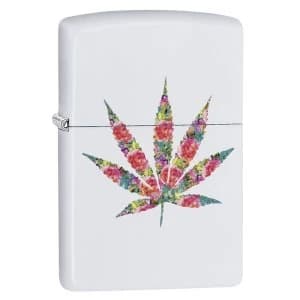 Image of Zippo Floral Weed Design White Regular Windproof Lighter
