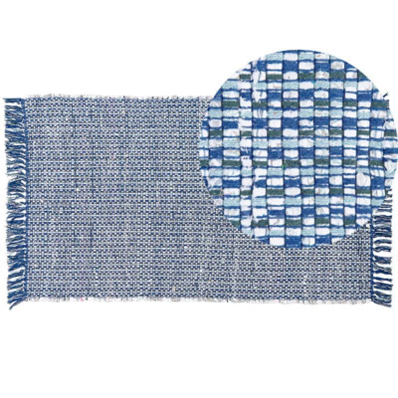 Image of Beliani Rug Besni Blue 80 X 150 Cm Cotton