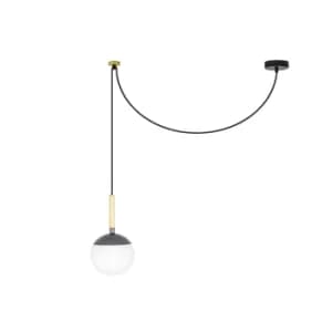 Image of Mine 1 Light Globe Ceiling Pendant Wood, Dark Grey, E27