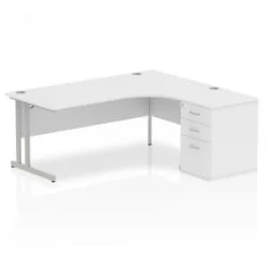 Image of Impulse 1800 Right Hand Cantilever Workstation 600 Pedestal Bundle White