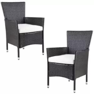 Image of Casaria - Poly Rattan Chairs Garden Outdoor Patio Furniture Dining Seat Terrace Seating Wicker Stackable Lightweight Brown