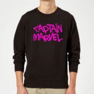 Image of Captain Marvel Spray Text Sweatshirt - Black - XXL